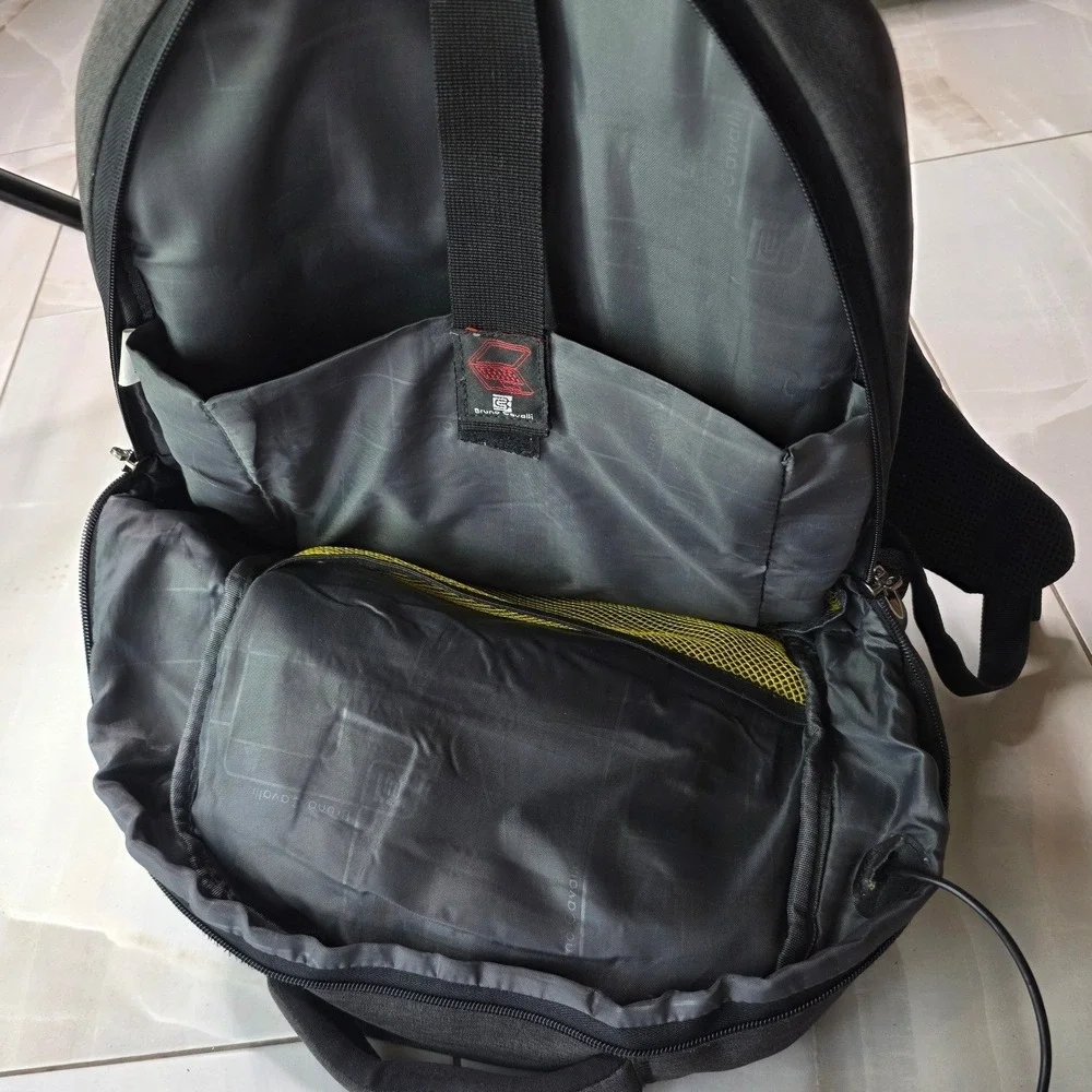Bruno Cavalli Laptop Backpack Gray Heather USB Charging Port Travel Work Bag P4